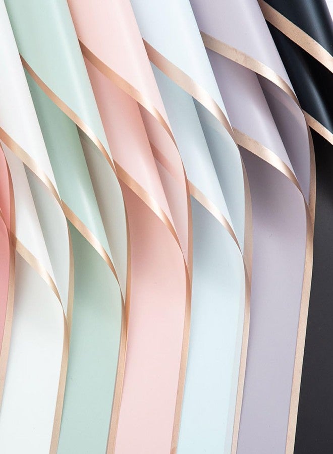 Oasis - 20 Sheets Korean Style Waterproof Premium Bouquet Wrapping Sheet (58cm x 58cm, 60 Microns) | Plain With Golden Border, Giftwrap for Flowers & DIY Gift Wrapping Paper For Valentines Day - Green - Image 5